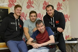 Michael Mortimore, Harry Peck, Will Briggs and resident David Warren at The Manor, Huntingdon