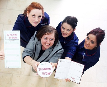 Staff nurses Sharon Jenkins, Danielle Jackson and Lisa O'Kane, join Sinead Polland, Lucas Love healthcare manager to launch the 30 Nurses in 30 Days campaign 