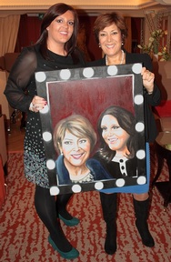 Katie Mallalieu and Lynda Bellingham with the artwork for the Alzheimer’s Society  calendar  