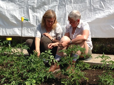 Support worker Alena Steele with Elizabeth Young