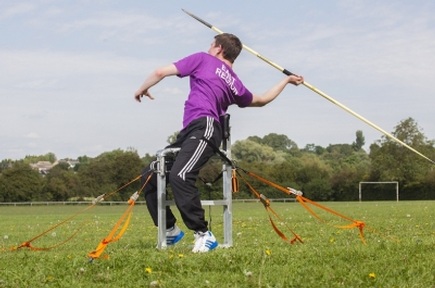 An aluminium frame throwing seat was designed for keen javelin thrower Sean