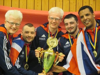Great Britain's Goalball team celebrating win