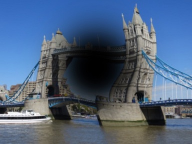 Tower Bridge as seen by a person with macular degeneration