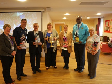 Pictured left to right: Rachel Yates, dementia development coordinator at Making Space; Colin Bridgford, chief executive, Manchester FA; Lou Macari – Ex Manchester United; Michelle Phillips, manager of EachStep Blackley; Dr Annabel Kiernan, Manchester Metropolitan University; Alex Williams, Manchester City; Shelia Crompton, widow of Manchester United legend, Jack Crompton.