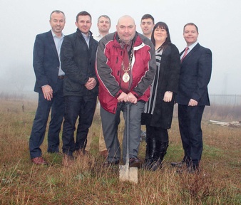 Back row L-R: Craig Higgin and Andrew Webb of James Christopher Consulting. Front row L-R: Paul Williams of Ian Belsham Associates, Lee Maddison of Lenore, Cllr Gary Bell, Laura Murray of Lenore and Chris Jude of Building Surveyors Ltd.