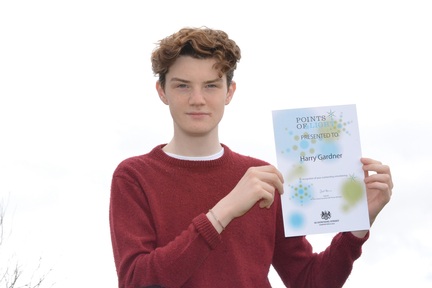 Harry Gardner with his Point of Light award