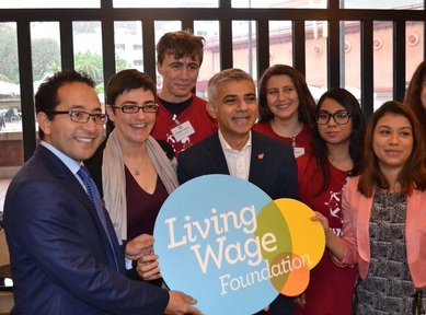 Robert Stephenson-Padron with Cllr Sarah Hayward, Sadiq Khan, Tulip Siddiq and activists of Citizens UK