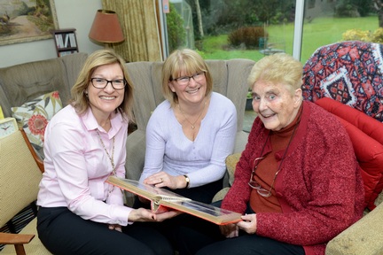 Jill Tame with caregiver Sheena Reeve and client Freda Elbourne