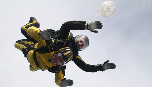 Mr Hayes skydiving at 100-years-old - Credit: Skydive.Buzz