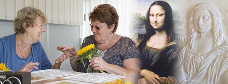 Sue and Cristina with Van Gogh's 'Sunflowers'