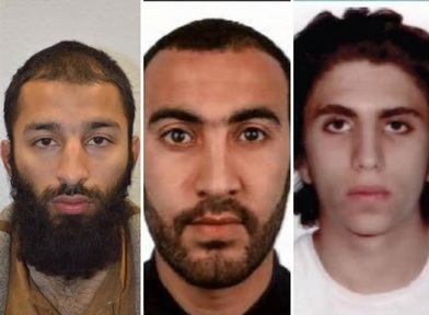 London Bridge terrorists (L-R) Khuram Shazad Butt, Rachid Redouane and Youssef Zaghba Credit: Metropolitan Police