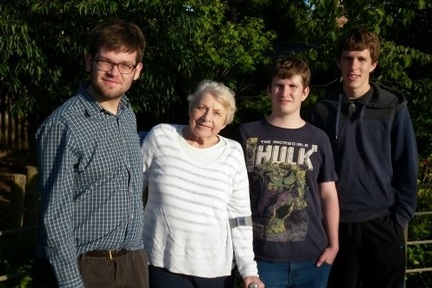 Peggy with her grandsons Dominic, Oliver and Charlie