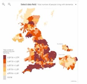 Interactive UK map of dementia 'hotspots' Credit: Alzheimer's Research UK