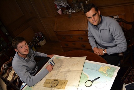 Oli Glanville and George Randall map out their voyage