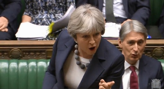 Theresa May says NHS is better prepared this winter during PMQs on 10 January Credit: Parliament TV