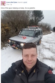 Justin Copeland's 4x4 helps Live Life Care Credit: Facebook