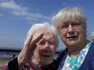 Peggy aged 93, cared for by Eileen, aged 66