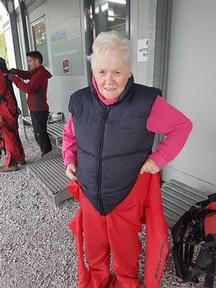 Carys Thomas preparing for the Zip Wire challenge