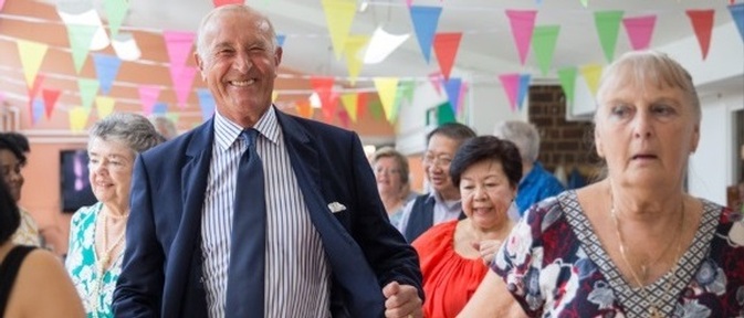Len Goodman takes the lead by showing the class how its done at Age UK Lewisham & Southwark's dance class