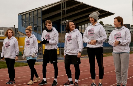 Star-studded team known as 'Barbara's Revolutionaries'  join Scott Mitchell to train for marathon. Credit: ARUK/Alzheimer's Society.