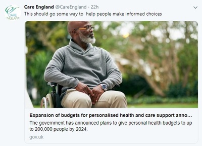 Tweet by Care England