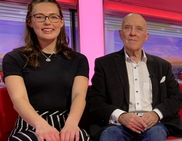 David Murray with medical student Rebecca te Water Naude. Credit: BBC