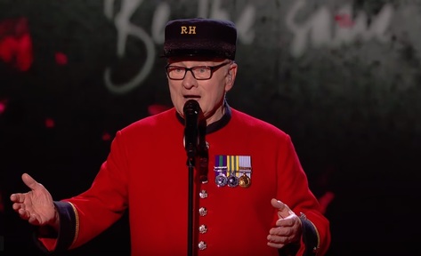 Chelsea Pensioner sings on Britain's Got Talent.      Credit: Britain's Got Talent.