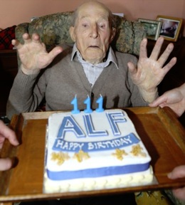Alf Smith on his 111th birthday.