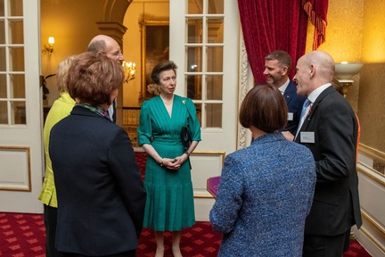 HRH Princess Anne talking to Martin Jones, chief executive of Home Instead Senior Care