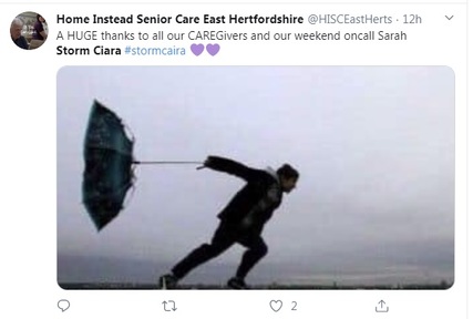 Care workers praised on Twitter by Home Instead Senior Care East Hertfordshire @HISCEastHerts