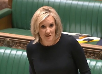 Former care minister Caroline Dinenage talks social care in House of Commons. Parliament TV