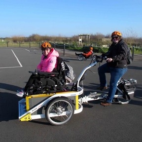 Cycling at a nearby disused airfield. Credit: Calvert Trust
