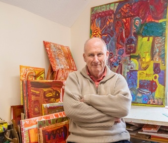 Rob Frogley in his art workshop. Credit: HfT