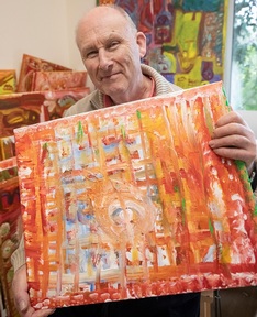 Rob Frogley with his artwork. Credit: HfT