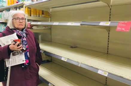 Rosalee Wells ,84, sees empty shelves and is shocked by panic buying. Credit: homecare.co.uk