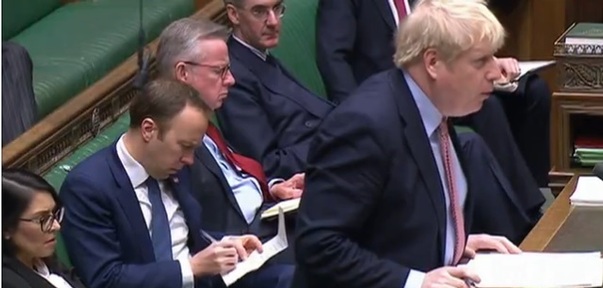 Boris Johnson makes PPE promise during PMQS   (25 March) where a two metre gap between MPs was not observed. Credit: Parliament TV