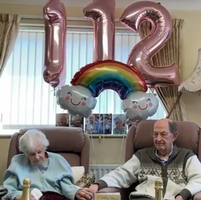 Joan Hocquard with her 92-year-old partner Ken celebrated her birthday in quarantine.