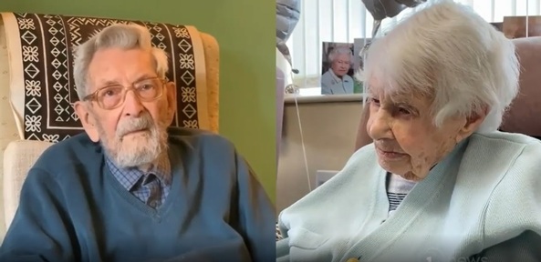 Bob Weighton and Joan Hocquard aged 112 were both born on 29 March 1908.