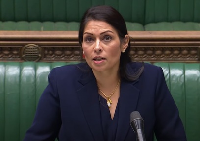 Home Secretary Priti Patel answering questions about visa rules. Credit Parliament TV