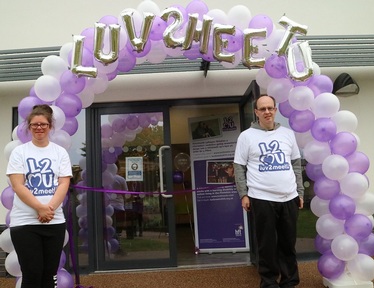 Luv2meetU members, Katie and Michael at the launch in Flintshire. Credit: Hft