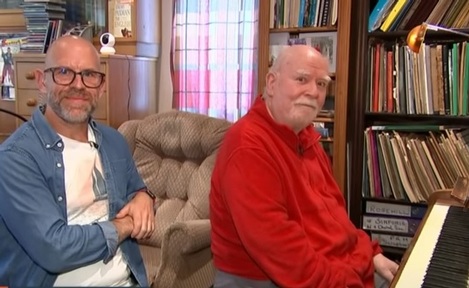Son Nick Harvey with his father Paul Harvey (right)