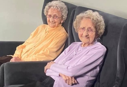 UK's  oldest identical twins Lilian Cox and Doris Hobday. Credit: Lilian Cox and Doris Hobday.