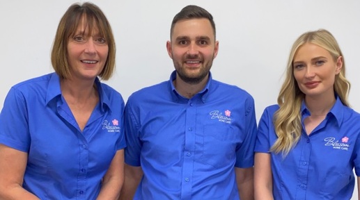 New franchise owners Liz Chapman, her son Tom and daughter Roberta. Credit: Blossom Home Care