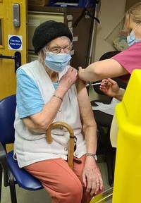 Mrs Groom receiving her vaccine at Wilmslow Health Centre Credit: Carefound Home Care