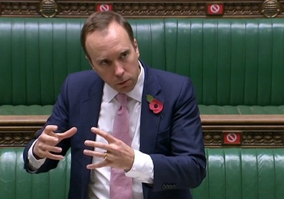 Health secretary Matt Hancock in the House of Commons. Credit: Parliament TV