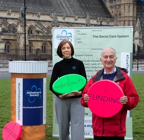 TV personality Tony Robinson with Alzheimer’s Society CEO Kate Lee in Westminster. Credit: Jeff Moore.