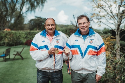 British Olympic gold hockey legends Imran Sherwani and Steve Batchelor. Credit: Alex Wallace
