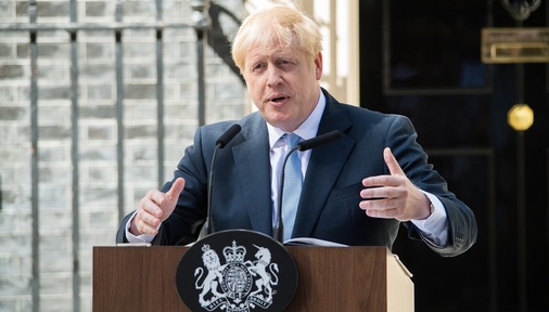 Boris Johnson in 2019 delivering a speech outside 10 Downing Street. Credit: Shutterstock/Michael Tubi
