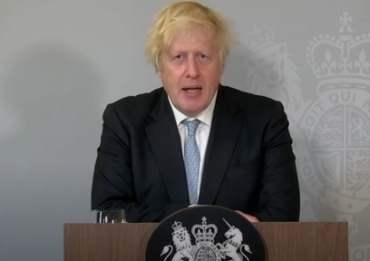 Prime Minister Boris Johnson speaking at last night's Downing Street briefing.