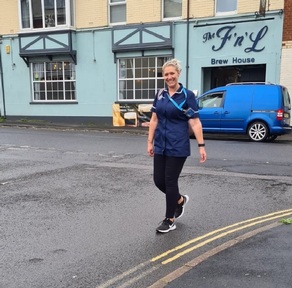 Bluebird Care manager Frankie Rowe out walking during work. Credit: Bluebird Care